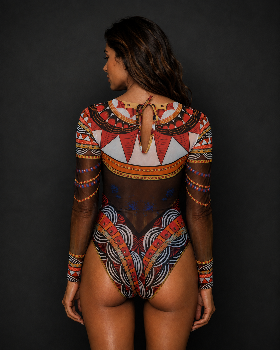 Africa One-Piece Swimsuit with Sleeves