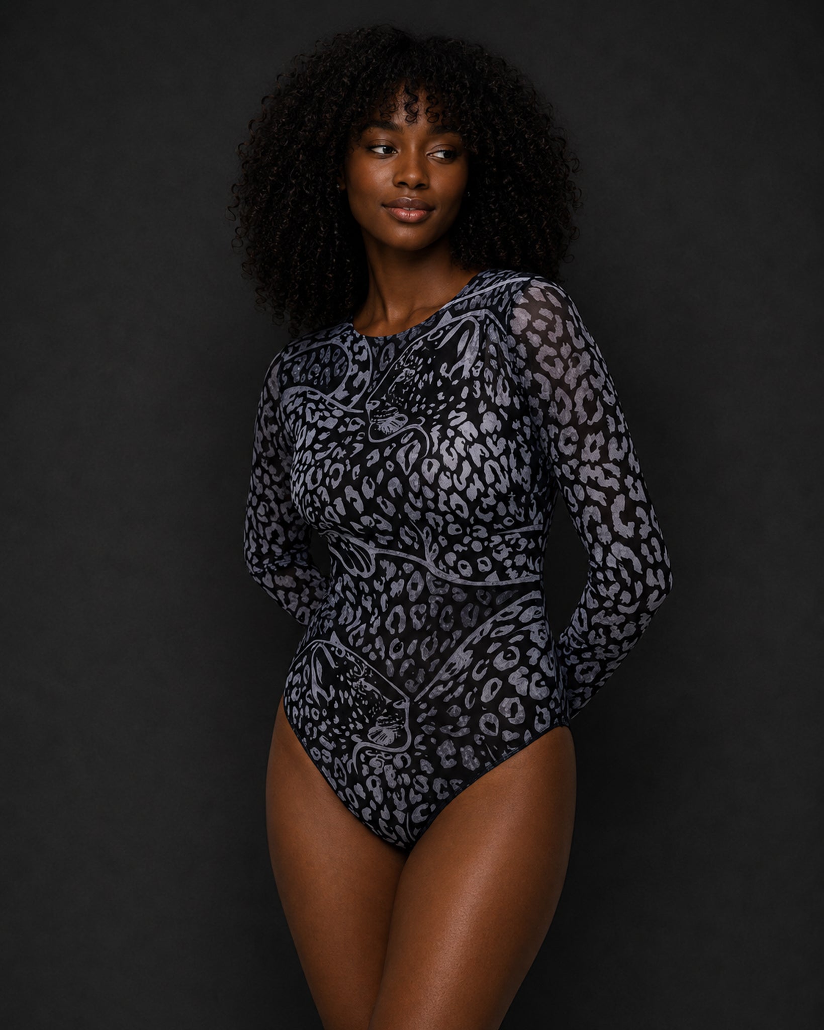 Meow One-Piece Swimsuit with Sleeves