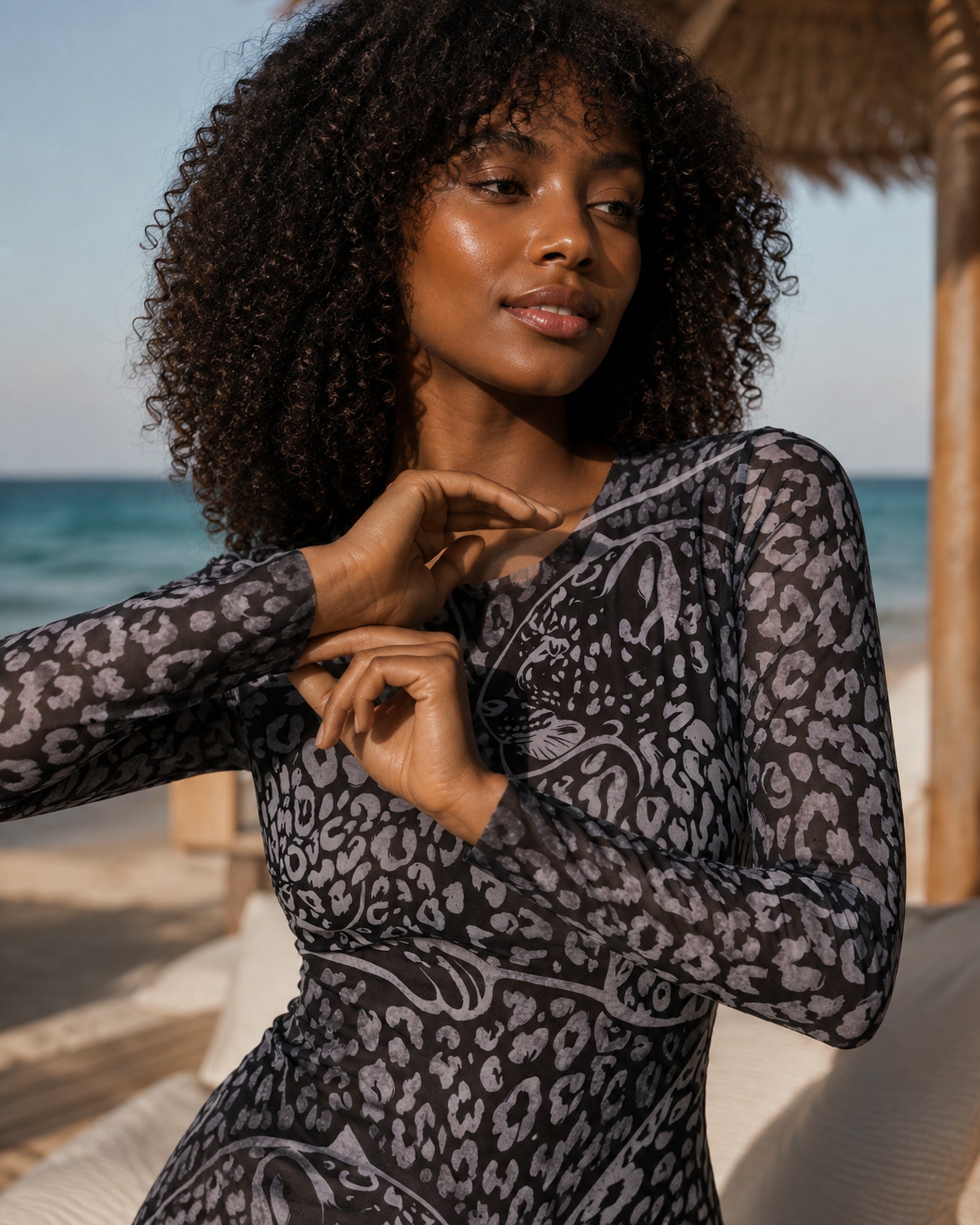 Meow One-Piece Swimsuit with Sleeves